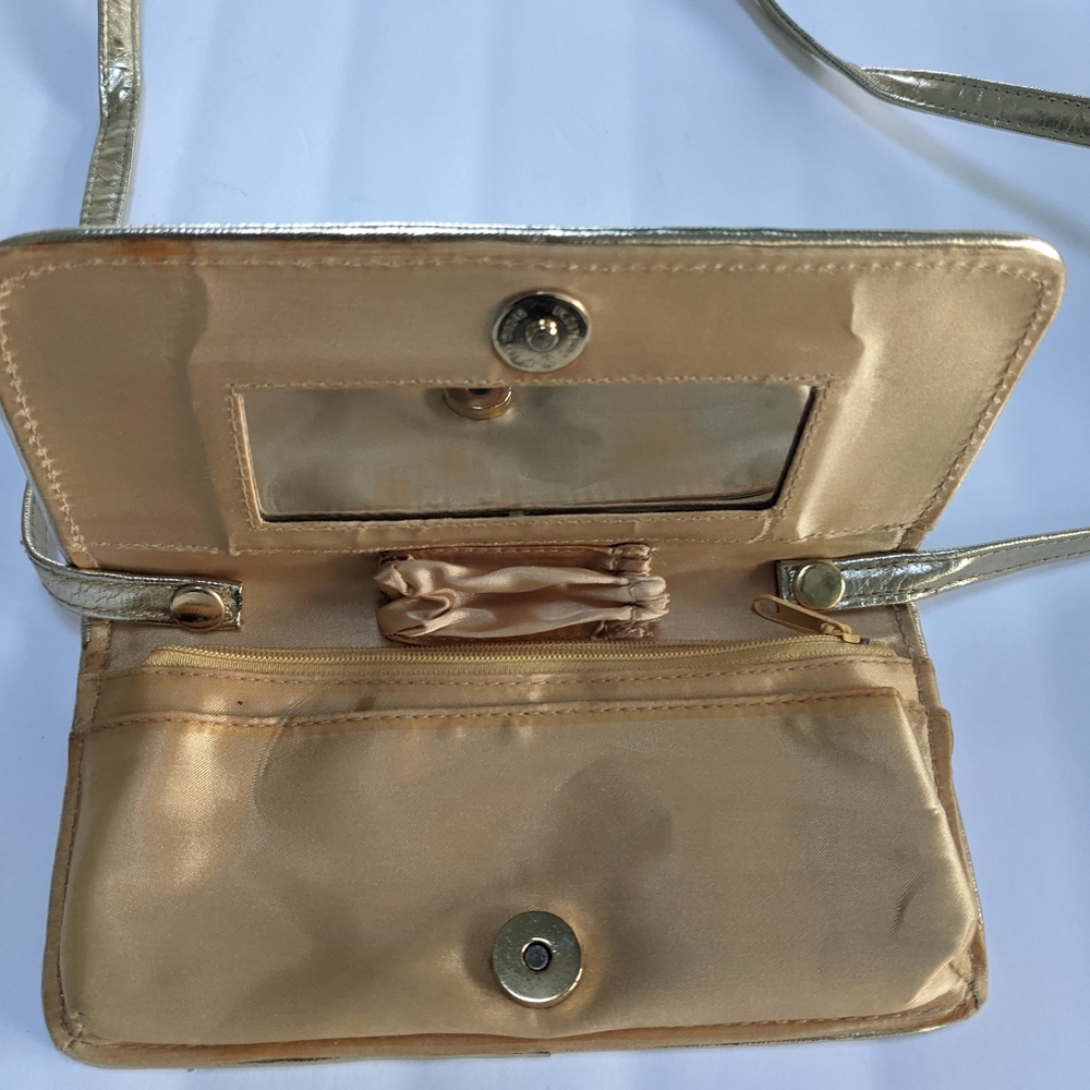 Gold Clutch With Removable Crossbody Strap - Picture 2 of 2